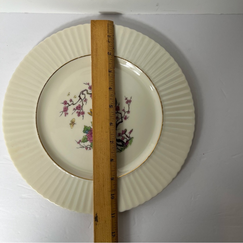 Lenox Trenton Special Plate USA Fluted Floral Gold Rim Blossom Ming Tree - Picture 10 of 16